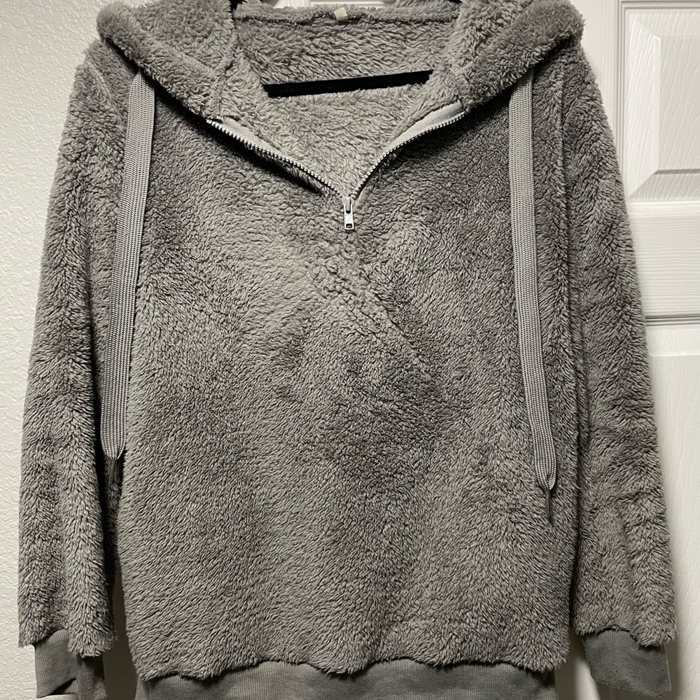 Cozy Gray Fleece Hoodie